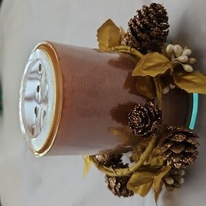 Candle Set - Candle, Decorative Wreath, & Dish Harvest Colors NWOT